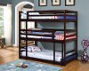 Contemporary Merlot Triple Twin Bunk Bed - Milan