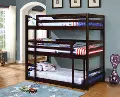 Contemporary Merlot Triple Twin Bunk Bed - Milan