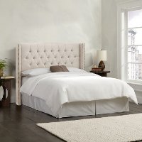 142NB-BRLNNTLC Linen Talc Tufted Wingback Queen Headboard