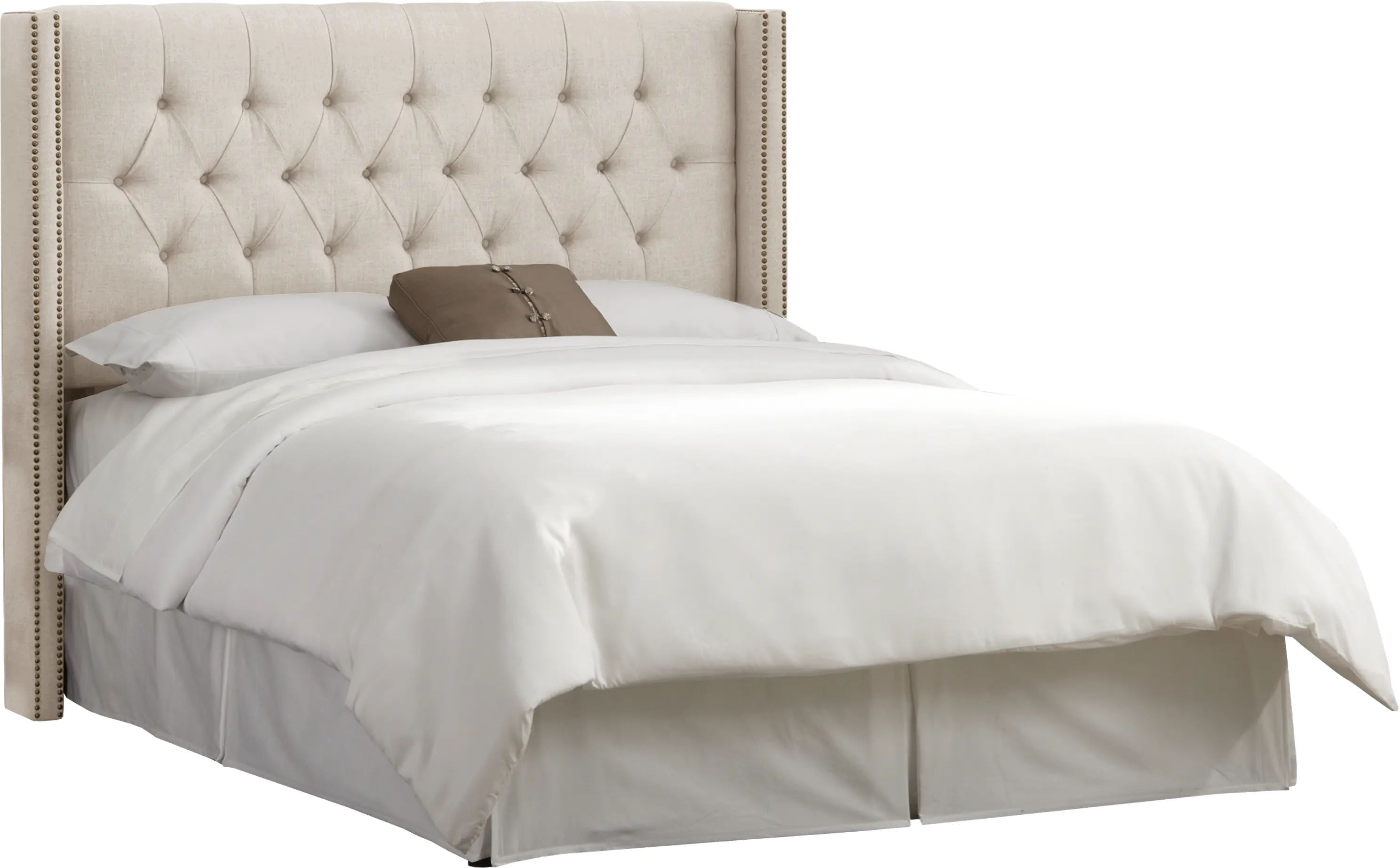 142NB-BRLNNTLC Linen Talc Tufted Wingback Queen Headboard-2