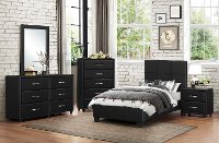 Contemporary Black 6 Piece Twin Bedroom Set - Lorenzi
