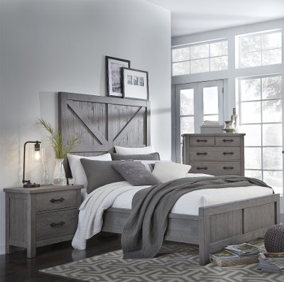 Gray Rustic Contemporary Nightstand - Austin