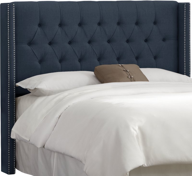 Navy Blue Tufted Wingback Full Size, How To Make A Headboard For Full Size Bed