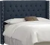 142NB-PWLNNNV Abigail Navy Blue Diamond Tufted Wingback Queen Headboard - Skyline Furniture
