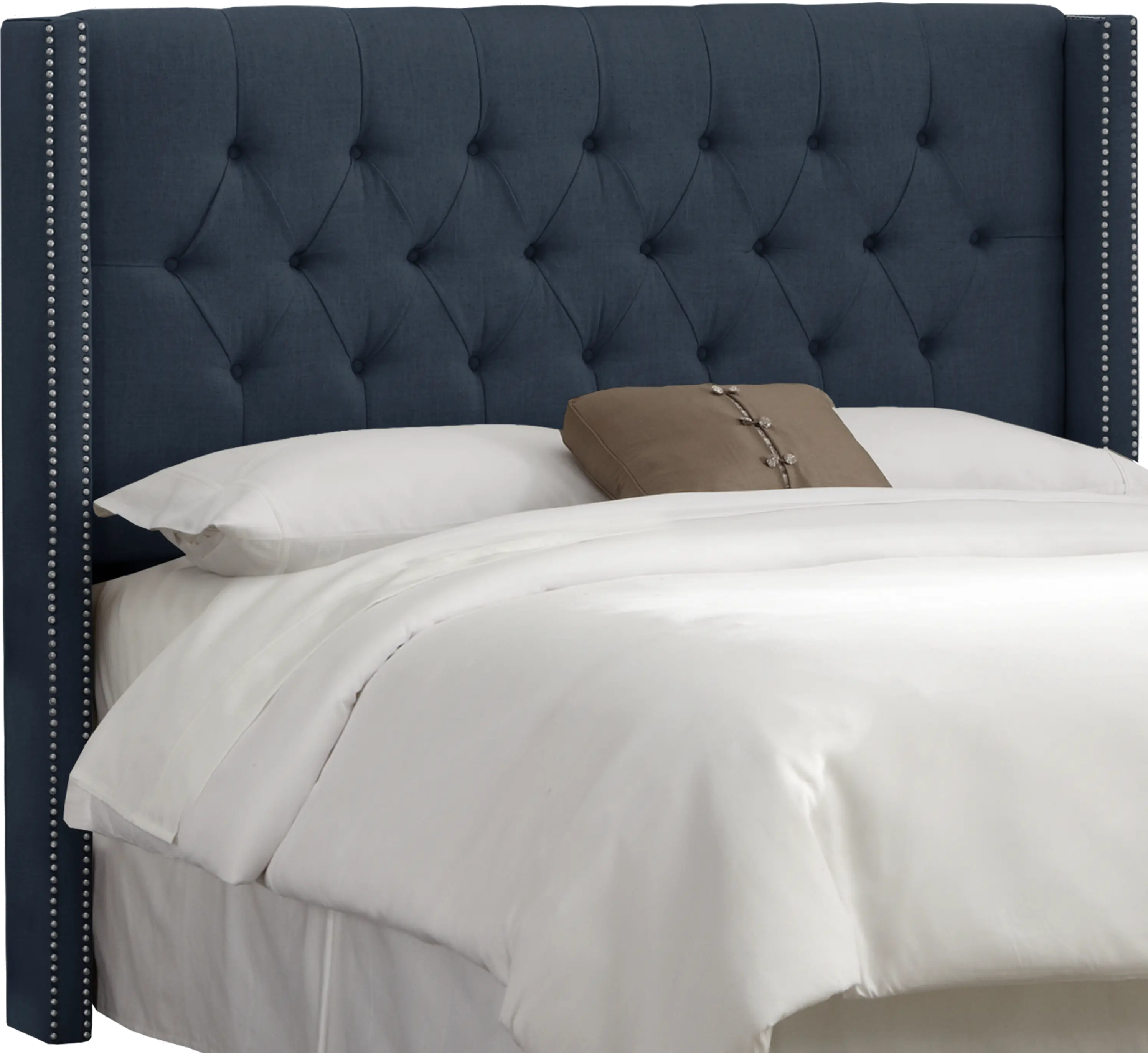 144NB-PWLNNNV Navy Blue Tufted Wingback California King Headboard-1