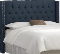 144NB-PWLNNNV Navy Blue Tufted Wingback California King Headboard