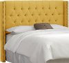 142NB-BRLNNFRNYLW Linen French Yellow Queen Diamond Tufted - Wingback Headboard