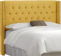 143NB-BRLNNFRNYLW French Yellow Tufted Wingback King Headboard