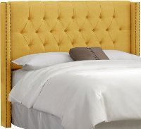 143NB-BRLNNFRNYLW French Yellow Tufted Wingback King Size Headboard