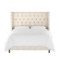 141NBBED-BRLNNTLC Linen Talc Diamond Tufted Wingback Full Size Bed-3