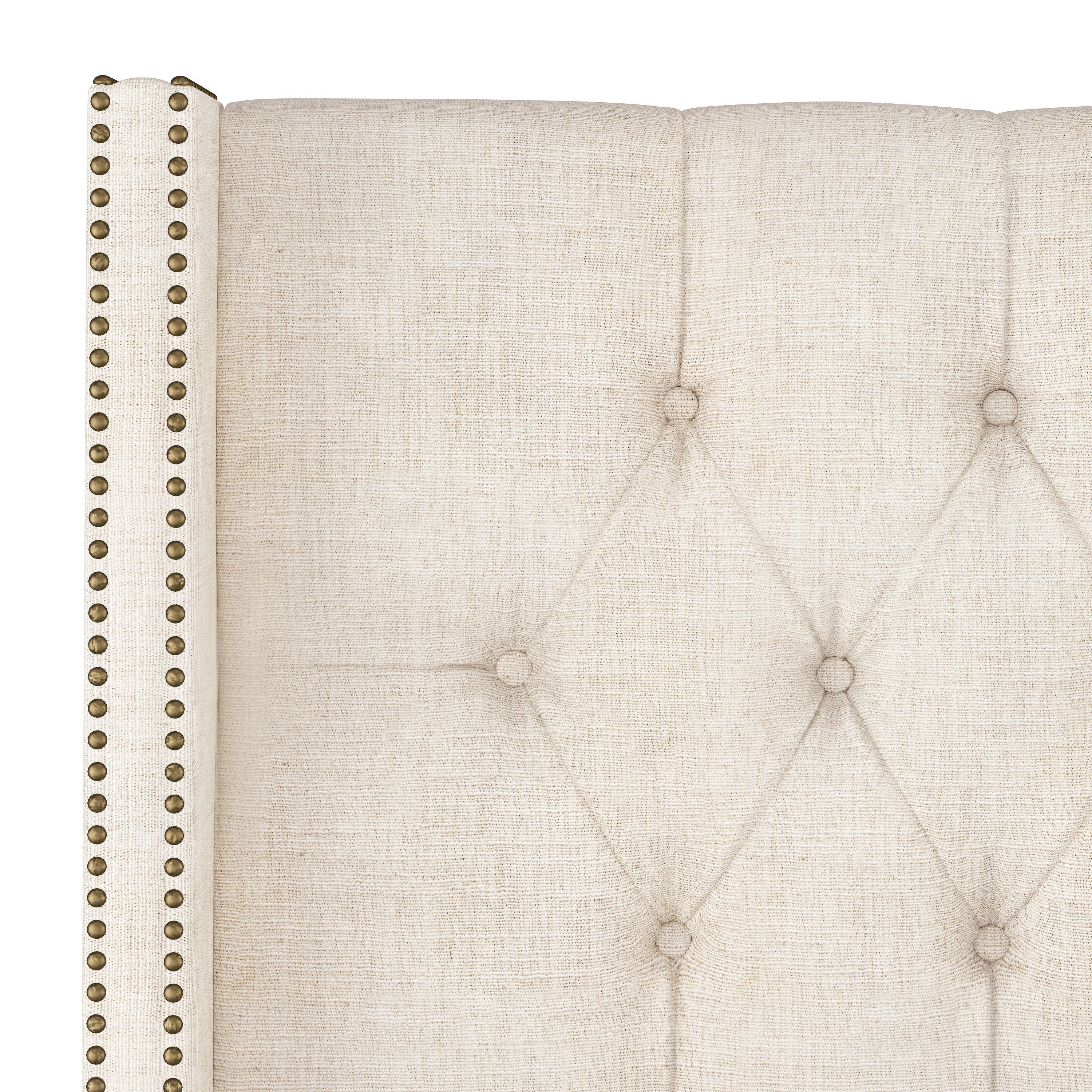 142NBBED-BRLNNTLC Linen Talc Diamond Tufted Wingback Queen Bed-5
