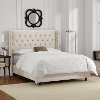 142NBBED-BRLNNTLC Linen Talc Queen Diamond Tufted - Wingback Bed