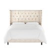 142NBBED-BRLNNTLC Linen Talc Queen Diamond Tufted - Wingback Bed-3