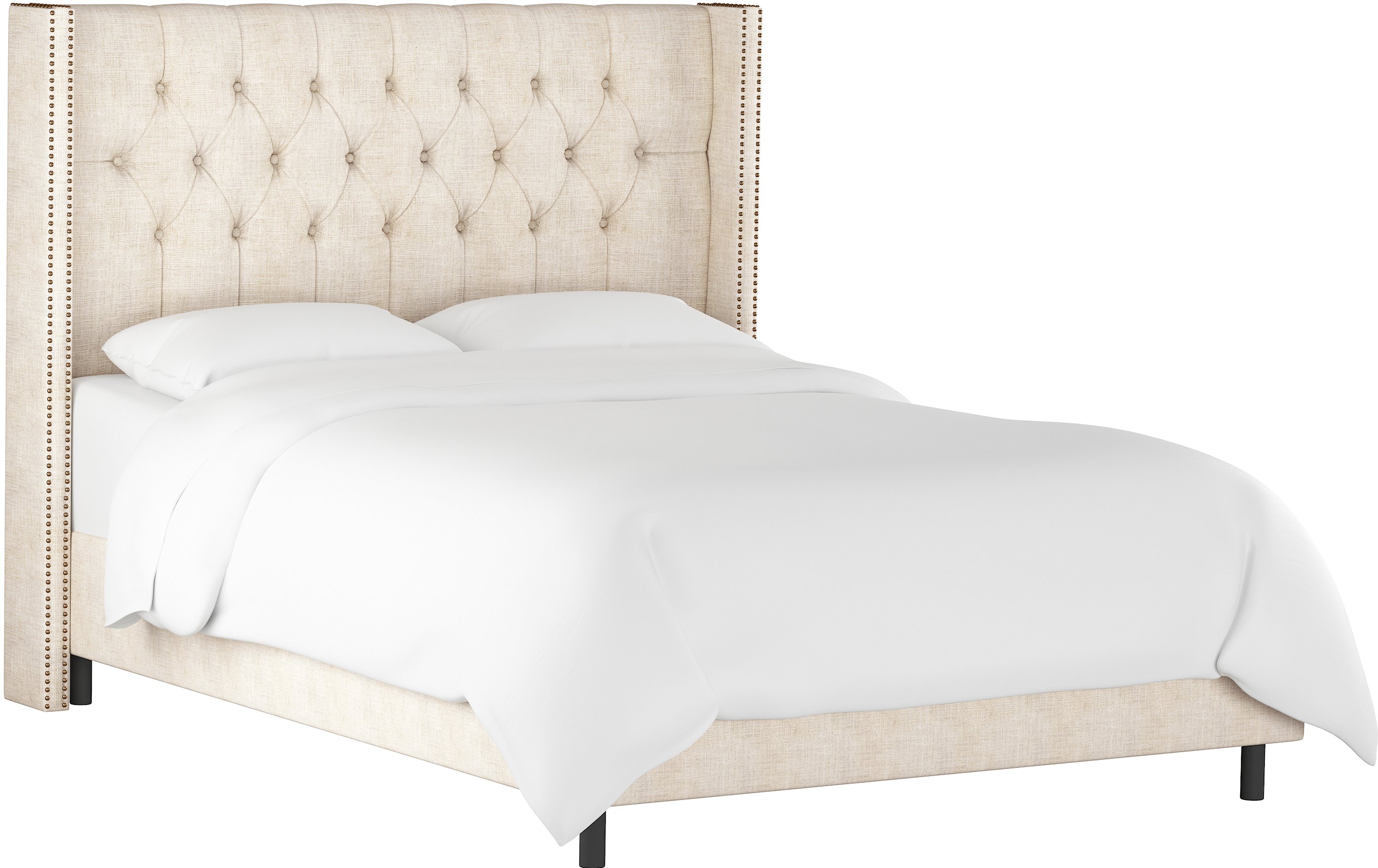 143NBBED-BRLNNTLC Linen Talc Diamond Tufted Wingback King Size Bed-2