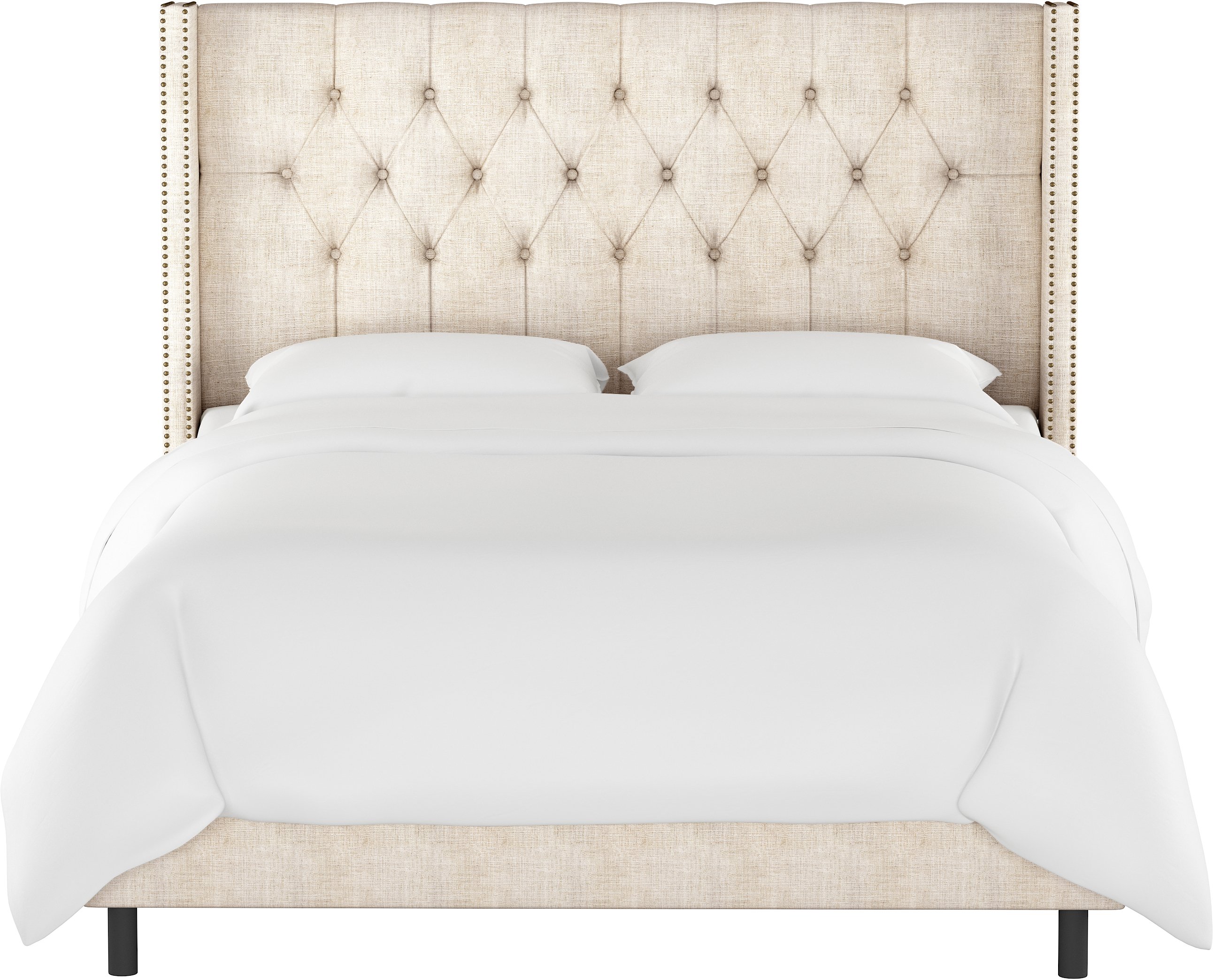 143NBBED-BRLNNTLC Linen Talc Diamond Tufted Wingback King Size Bed-3