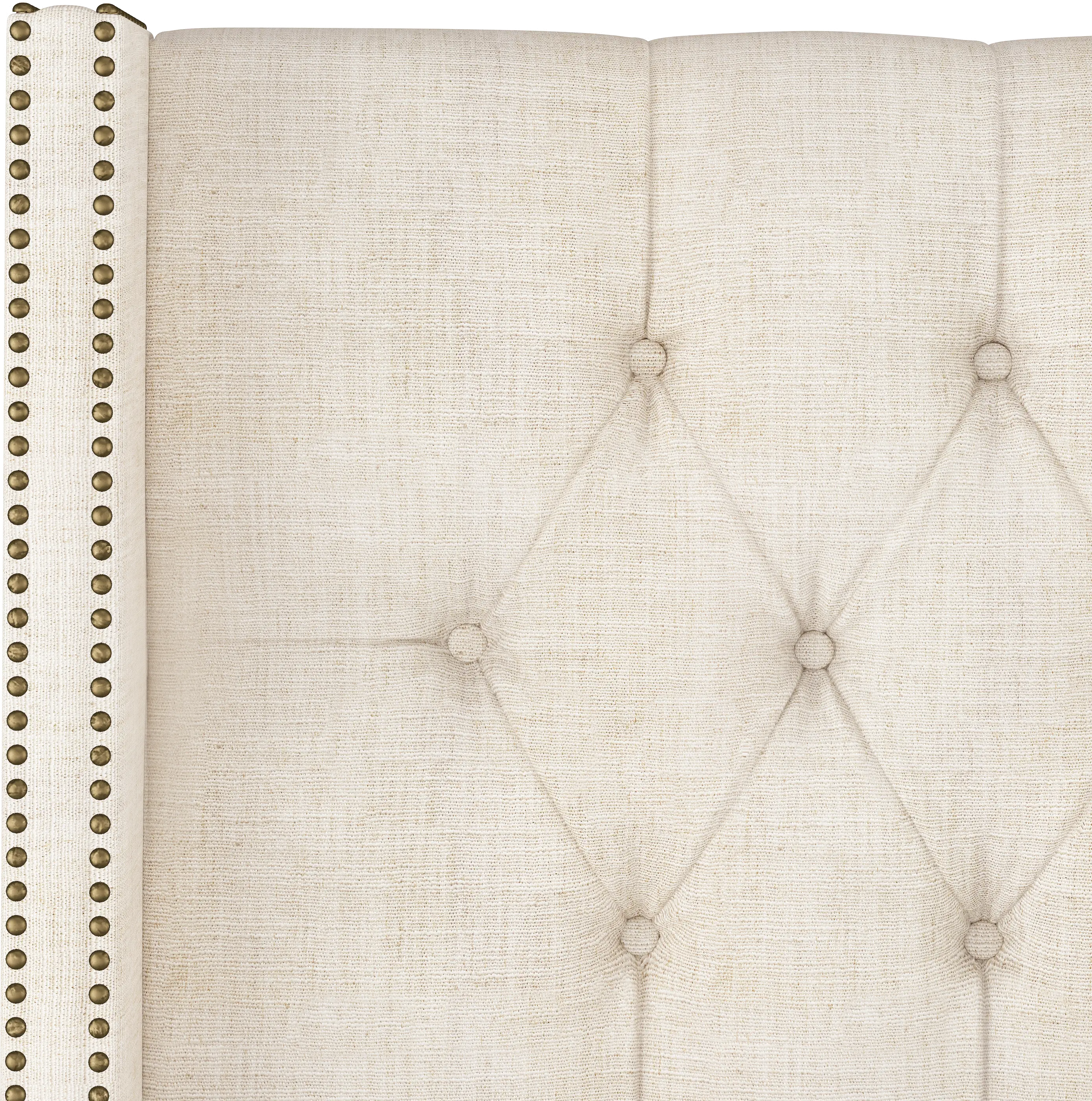 144NBBED-BRLNNTLC Linen Talc Diamond Tufted Wingback California King Bed-5