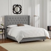 141NBBED-PWLNNGR Linen Gray Diamond Tufted Wingback Full Size Bed
