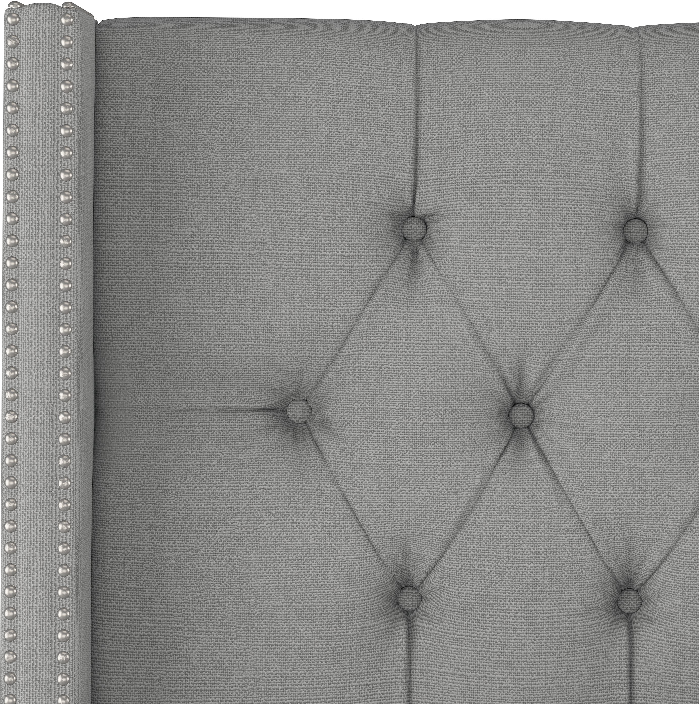 142NBBED-PWLNNGR Linen Gray Diamond Tufted Wingback Queen Bed-5