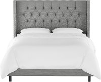143NBBED-PWLNNGR Linen Gray Diamond Tufted Wingback King Size Bed-3