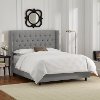 144NBBED-PWLNNGR Linen Gray Diamond Tufted Wingback California King Bed
