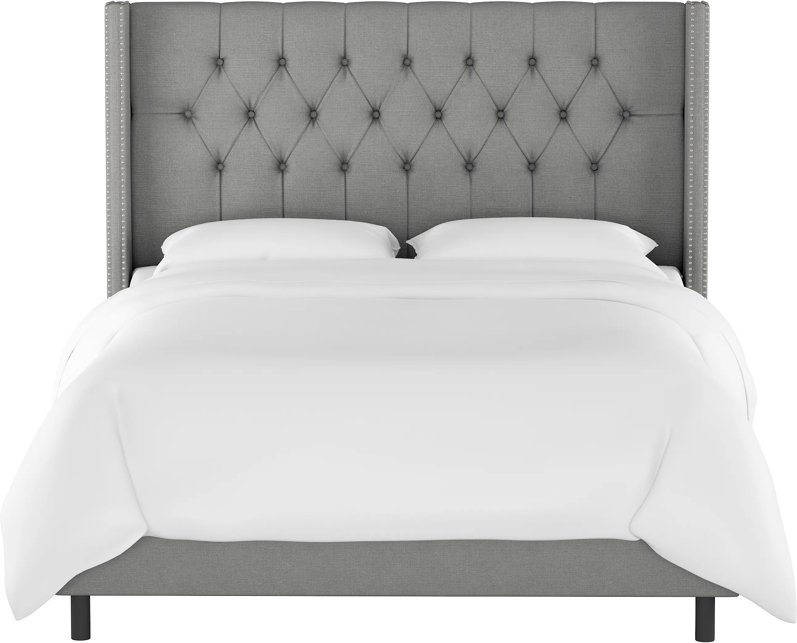 144NBBED-PWLNNGR Linen Gray Diamond Tufted Wingback California King Bed-3