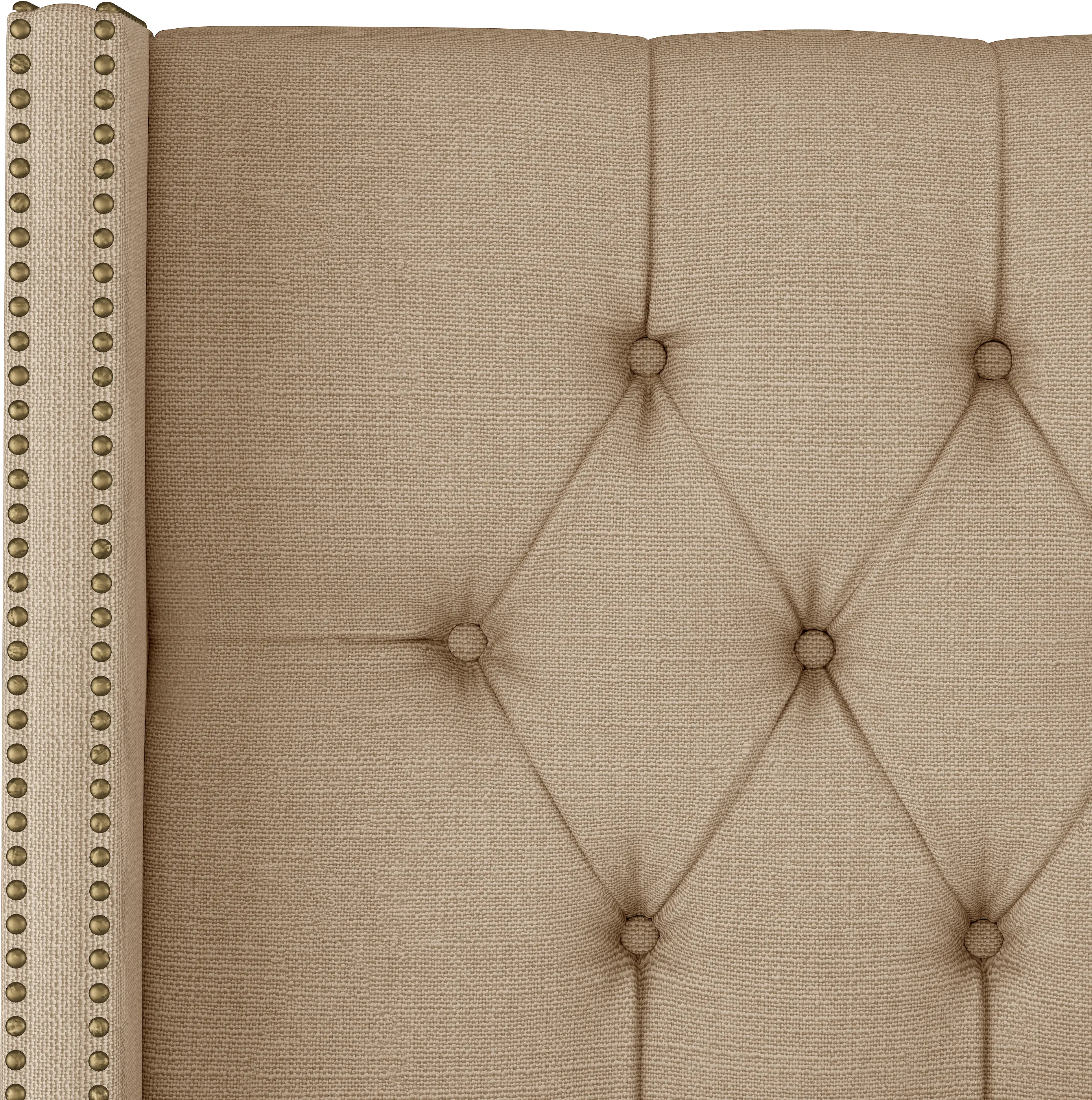 141NBBED-BRLNNSND Linen Sandstone Tufted Wingback Full Size Bed-5