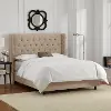 142NBBED-BRLNNSND Abigail Linen Sandstone Tufted Wingback Queen Bed - Skyline Furniture