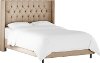 142NBBED-BRLNNSND Linen Sandstone Queen Diamond Tufted - Wingback Bed-2