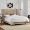 144NBBED-BRLNNSND Linen Sandstone Tufted Wingback California King Bed