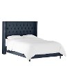 141NBBED-PWLNNNV Linen Navy Blue Tufted Wingback Full Size Bed