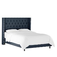 141NBBED-PWLNNNV Linen Navy Blue Tufted Wingback Full Size Bed