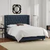 142NBBED-PWLNNNV Abigail Navy Blue Diamond Tufted Wingback Queen Bed - Skyline Furniture