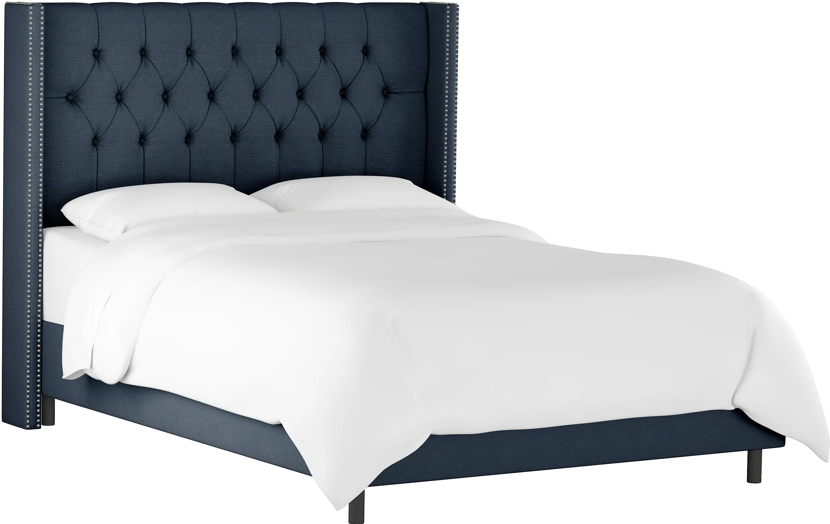 142NBBED-PWLNNNV Linen Navy Blue Tufted Wingback Queen Bed-2