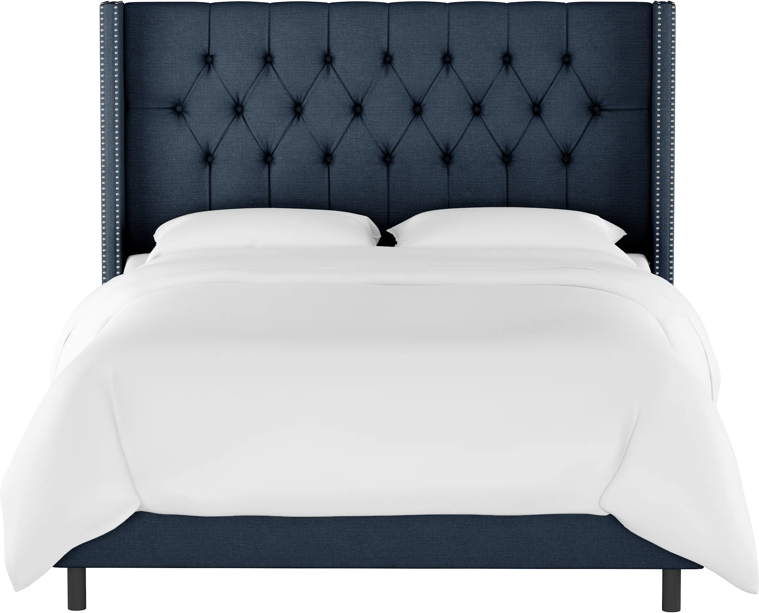 142NBBED-PWLNNNV Linen Navy Blue Tufted Wingback Queen Bed-3