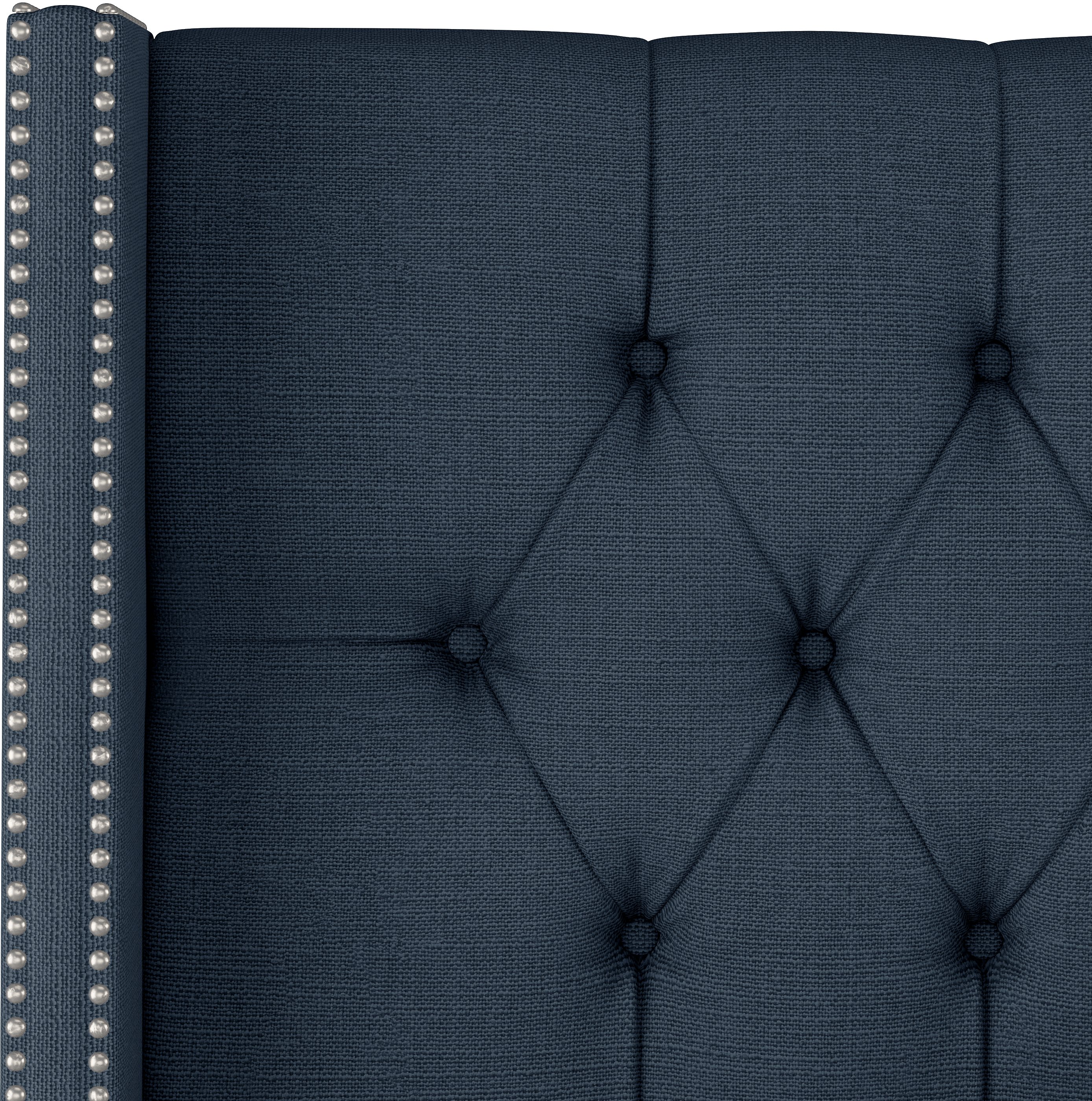 144NBBED-PWLNNNV Linen Navy Blue Tufted Wingback California King Bed-5