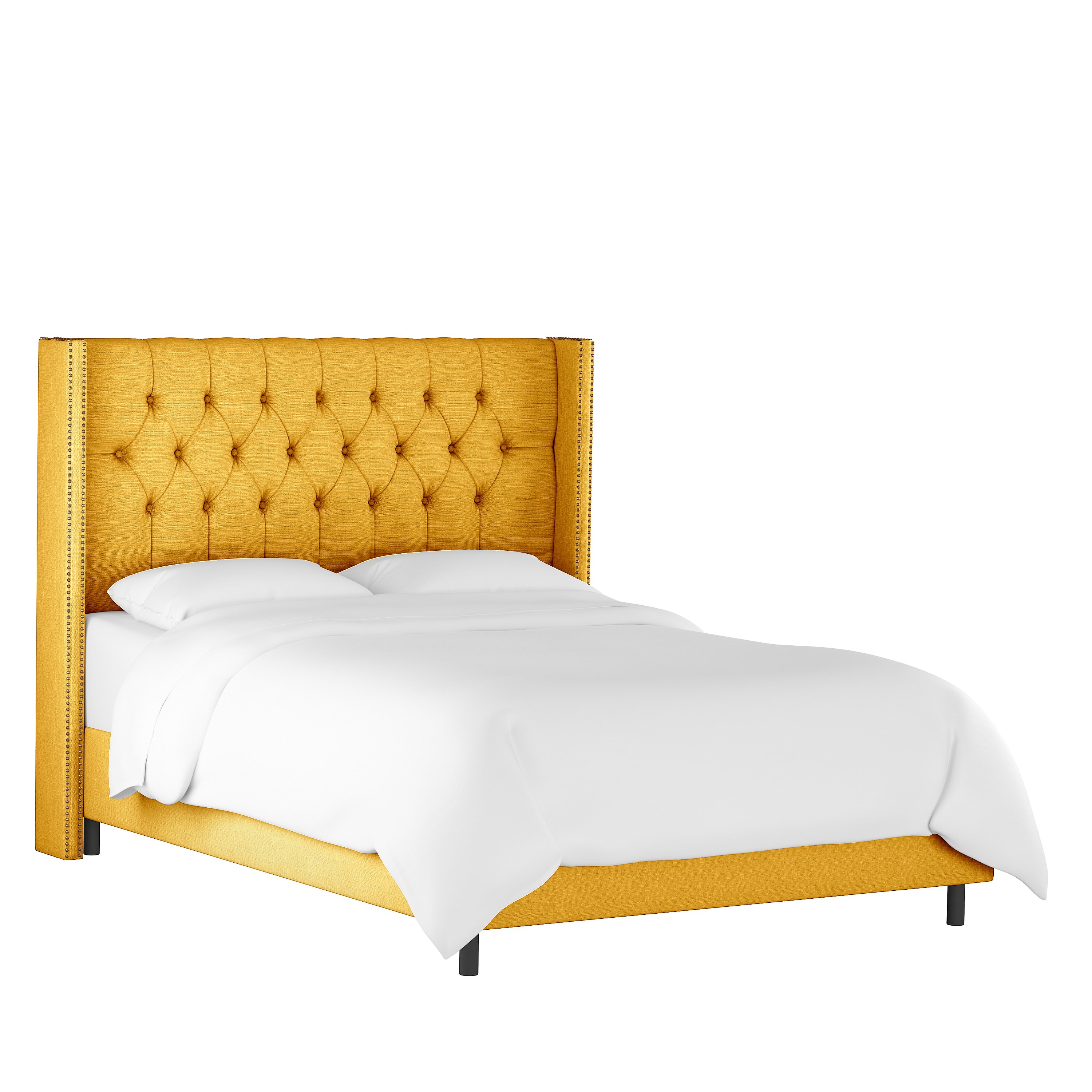 141NBBED-BRLNNFRNYLW Linen French Yellow Tufted Wingback Full Size Bed-2