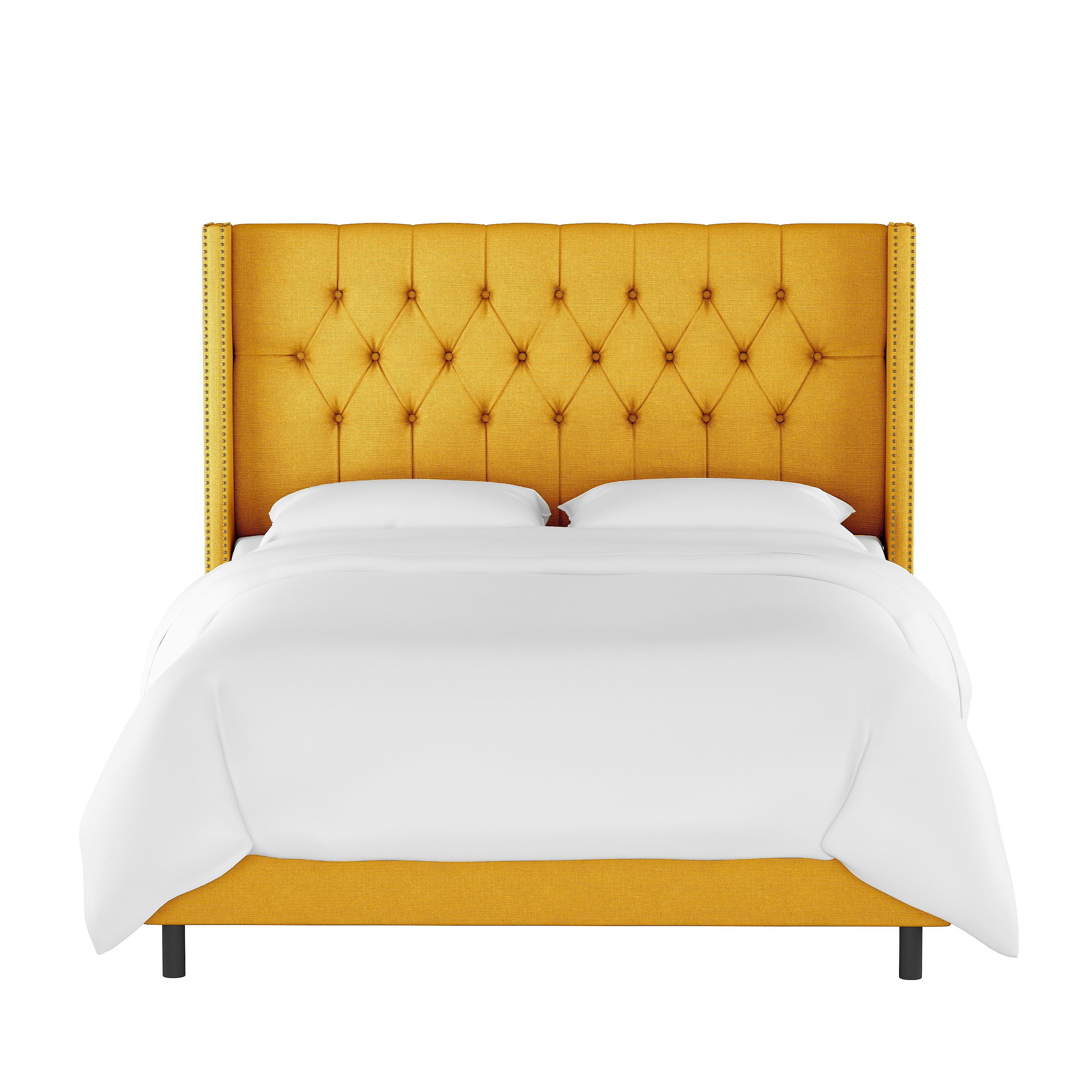 141NBBED-BRLNNFRNYLW Linen French Yellow Tufted Wingback Full Size Bed-3