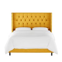142NBBED-BRLNNFRNYLW Linen French Yellow Queen Upholstered Bed-3