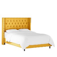 144NBBED-BRLNNFRNYLW Linen French Yellow Tufted Wingback California King Bed-2