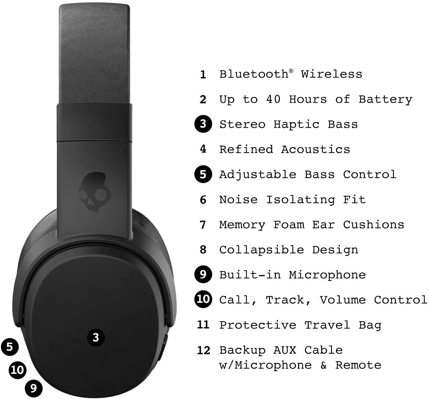 S6CRW-K591 Skullcandy Crusher Wireless Over-the-Ear Headphones - Black-6