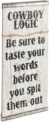 Wood & Metal Cowboy Logic Wall Plaque