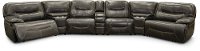 Gray Leather-Match Power Reclining Sectional Sofa - Max