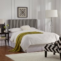 480TCNPSTRBLC Black & White Stripe Upholstered Twin Headboard-4