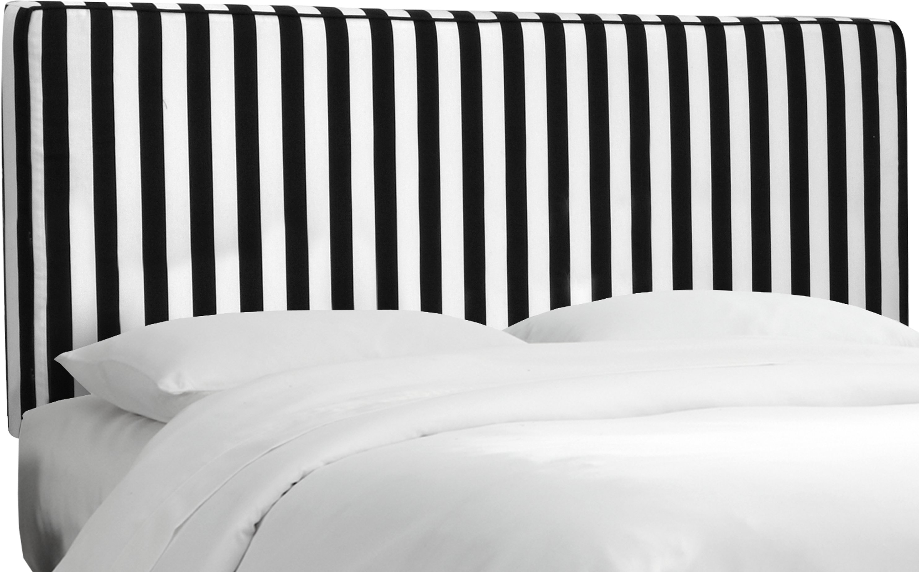 483KCNPSTRBLC Black & White Stripe Upholstered King Size Headboard-1