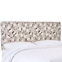 480TWNTCRNLNN Winter Crane Linen Upholstered Twin Headboard