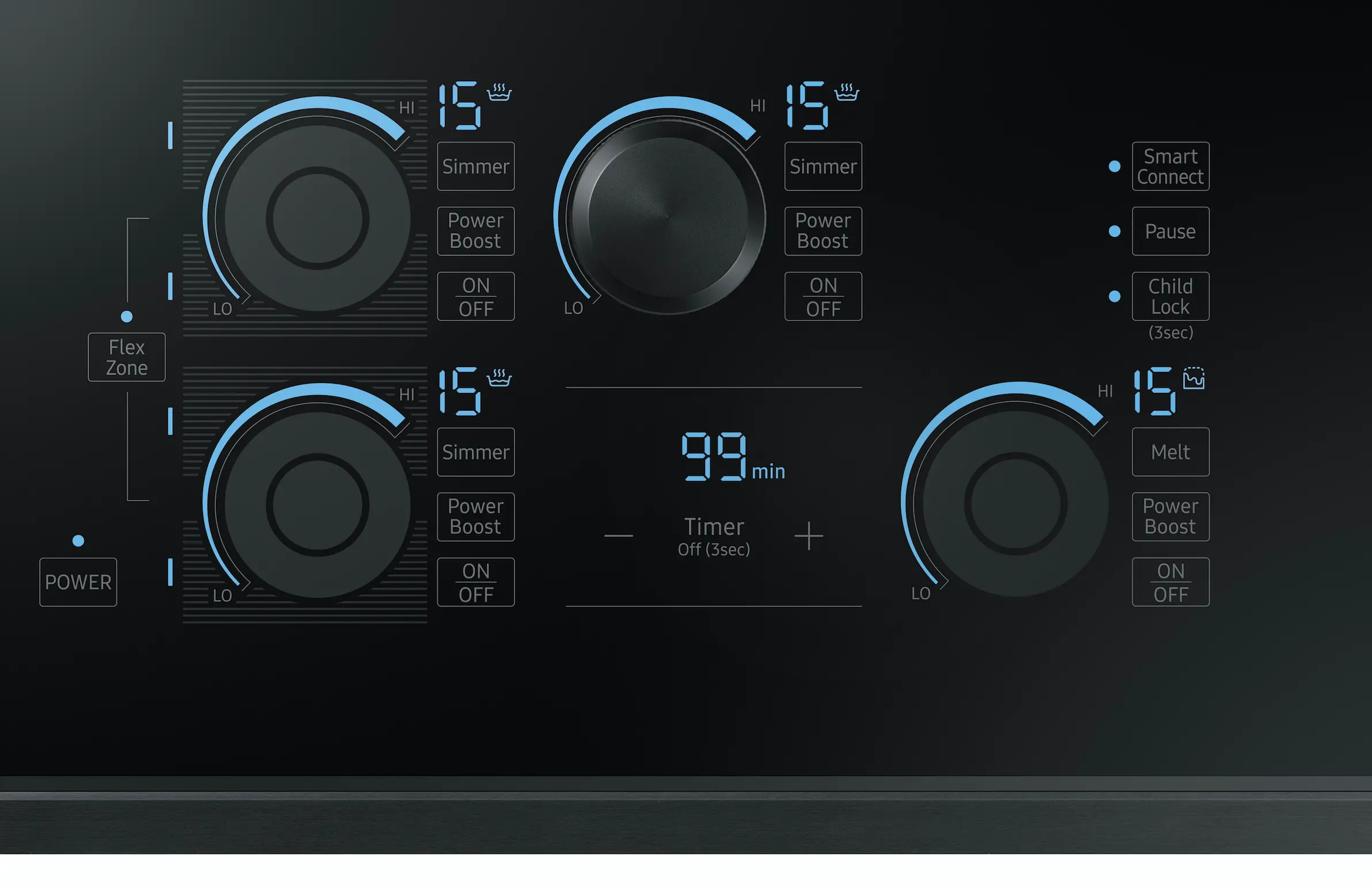 NZ30K7880UG Samsung 30 Inch Smart Induction Cooktop - Black Stainless Steel-2