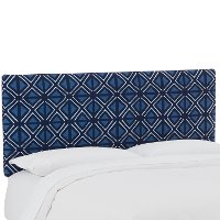 752QMDCIND Mudcloth Indigo Blue Upholstered Queen Size Headboard