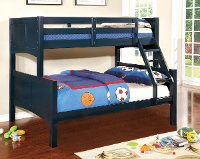 Navy Blue Classic Twin-over-Full Bunk Bed - Prismo