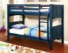 Navy Blue Classic Twin-over-Twin Bunk Bed - Prismo
