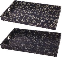 Large Floral Printed Rectangle Tray with Cut Out Handles
